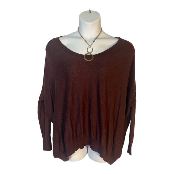 BCBGeneration Oversized Drop Sleeve Crew Neck Sweater in Color Wine Size L - Picture 1 of 6